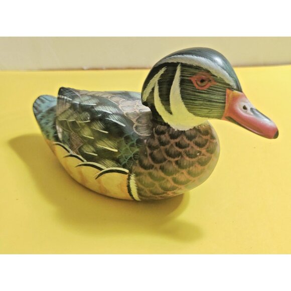 Pacific Rim Carvers Wooden Hand Carved & Painted Mallard Duck 8 3/4" x 3 1/4" - Picture 11 of 11